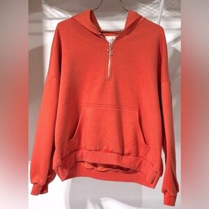 Size L Red/Orange Quarter Zip Hoodie